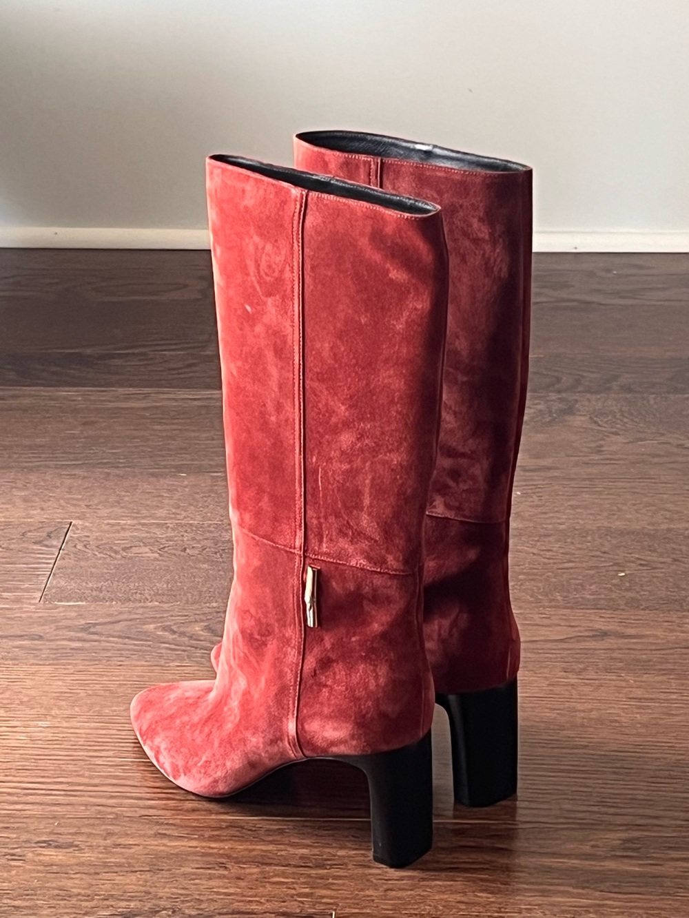 Longchamp Mahogany Suede Mid-Calf Heeled Boots Size 41